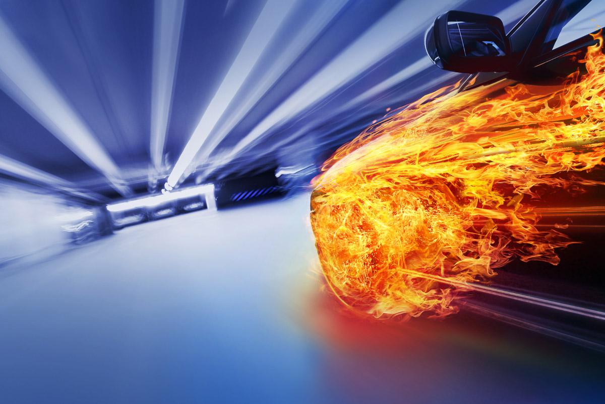 Auto mit Flammen
