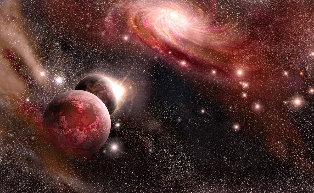 universum mit Planeten