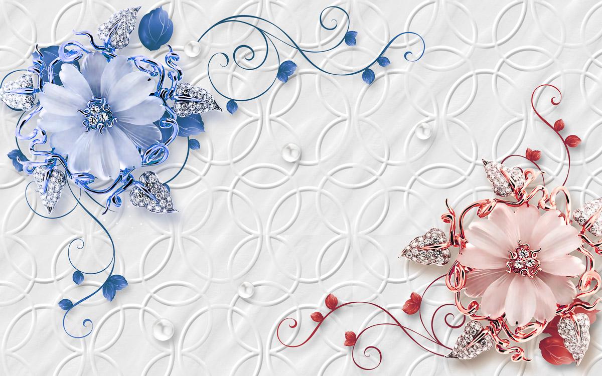 Muster mit Blumen rot blau