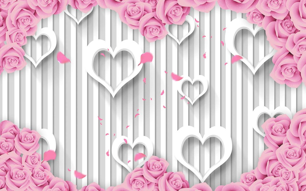 Muster mit Blumen und Herzen