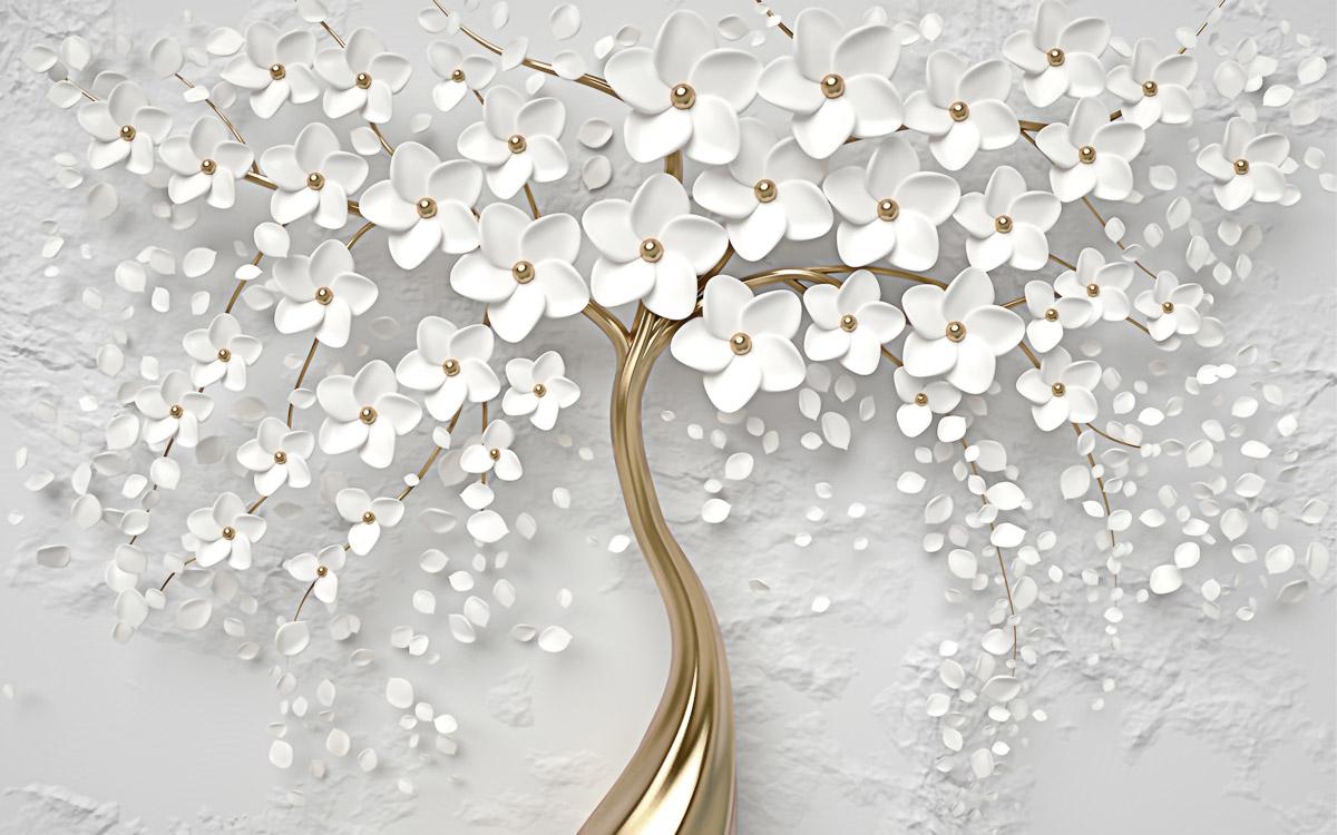 Blumen weiß gold