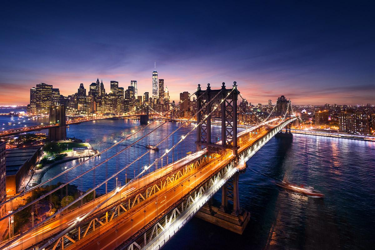 New York Brücke bei Nacht