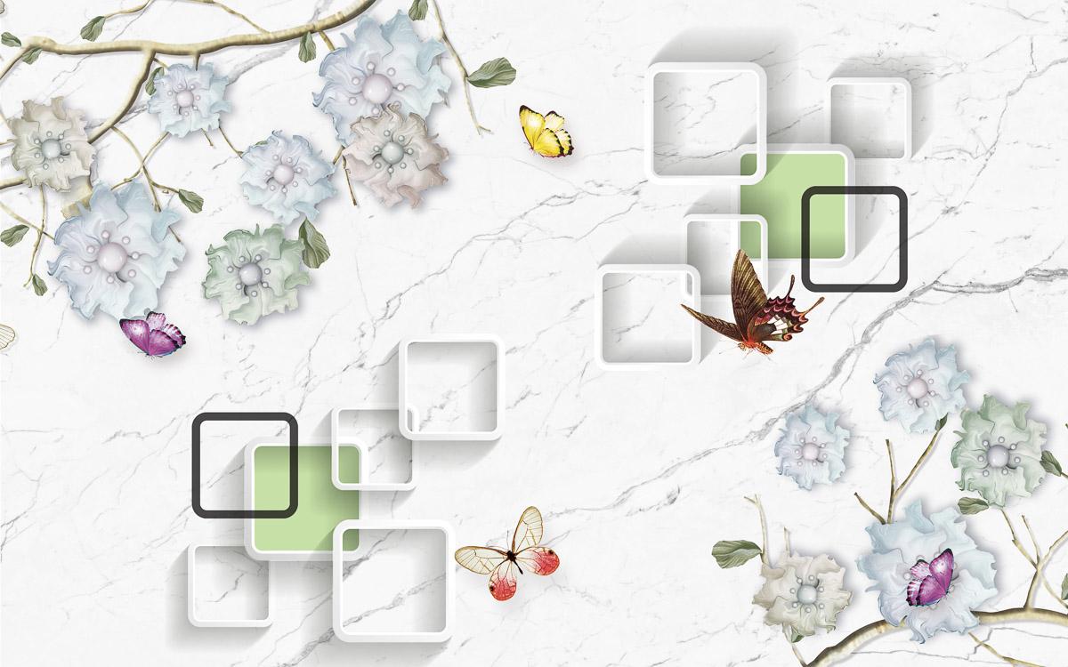 Muster mit Blumen und Schmetterlingen