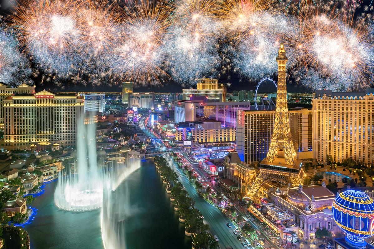 Las vegas mit Feuerwerk