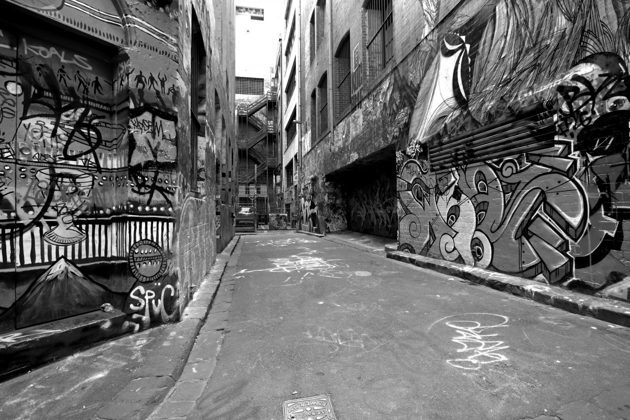 New York, Bronx, Hinterhof, Feuerleiter Schwarz & Weiß