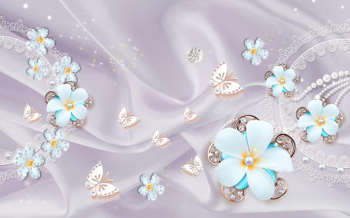 Muster mit Blumen und Schmetterlingen