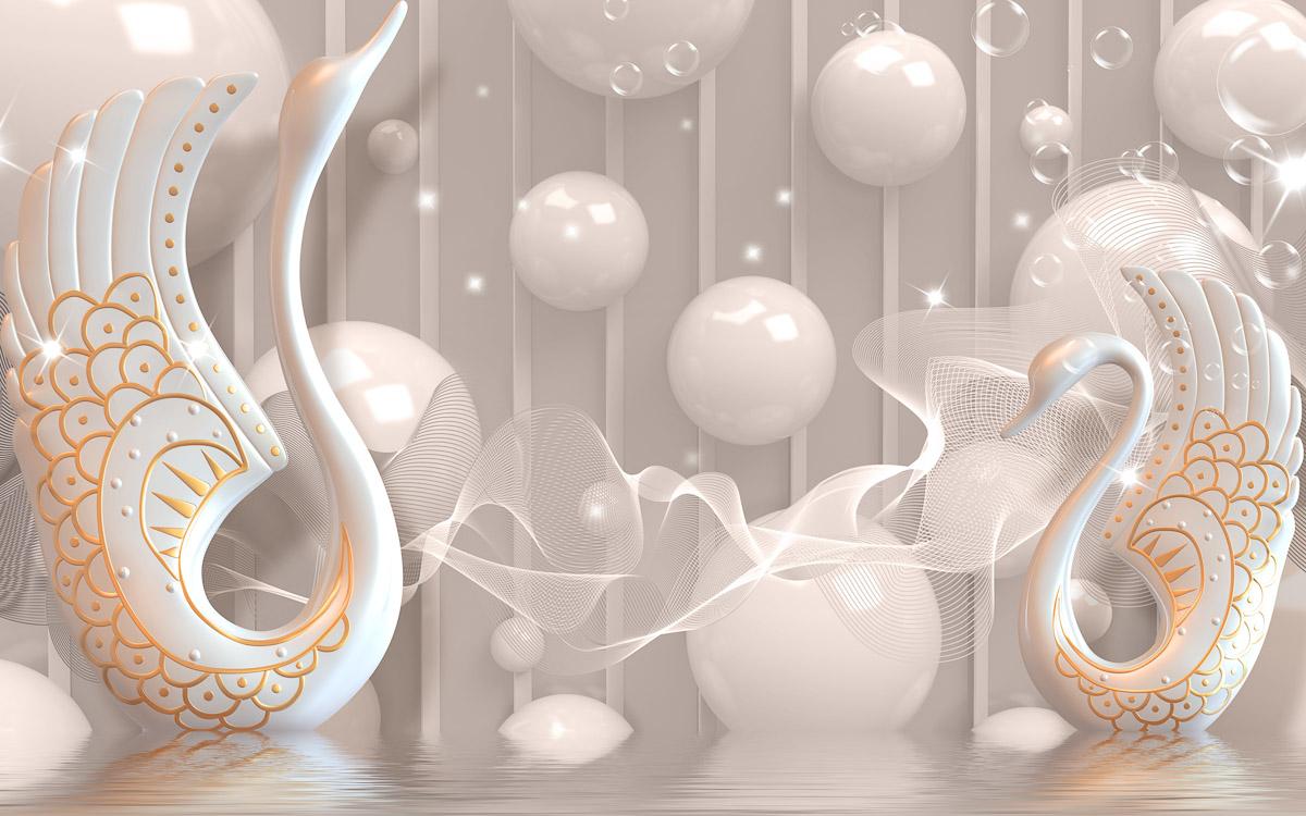 Abstrakt 3D Effekt mit Schwänen