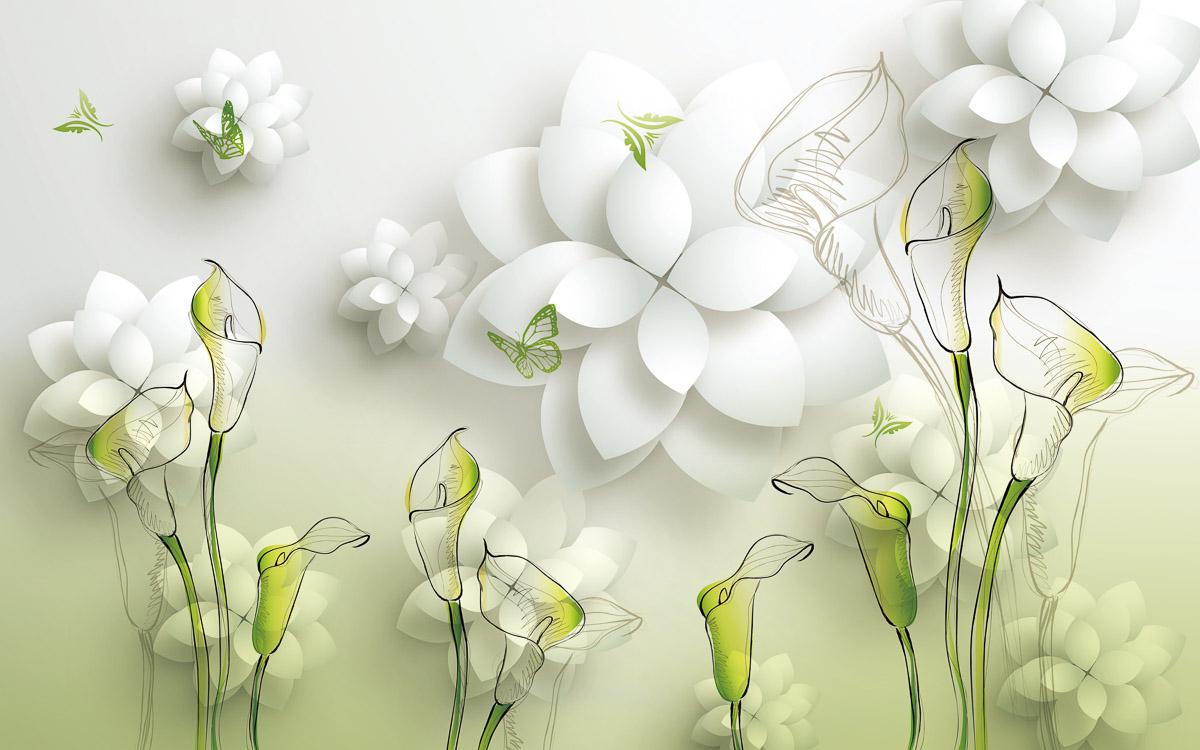 Muster mit Blumen weiß gold