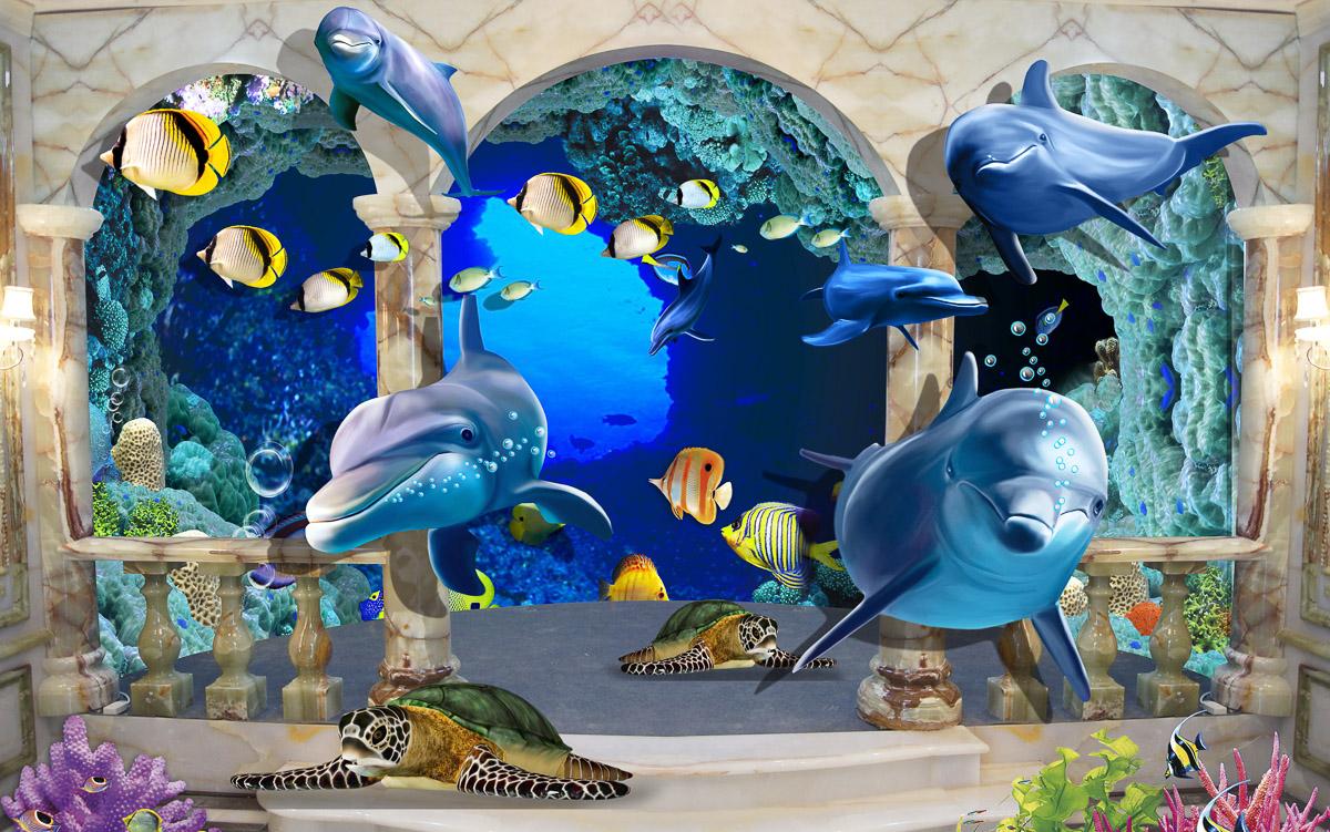 Unterwasserwelt mit Gebäude