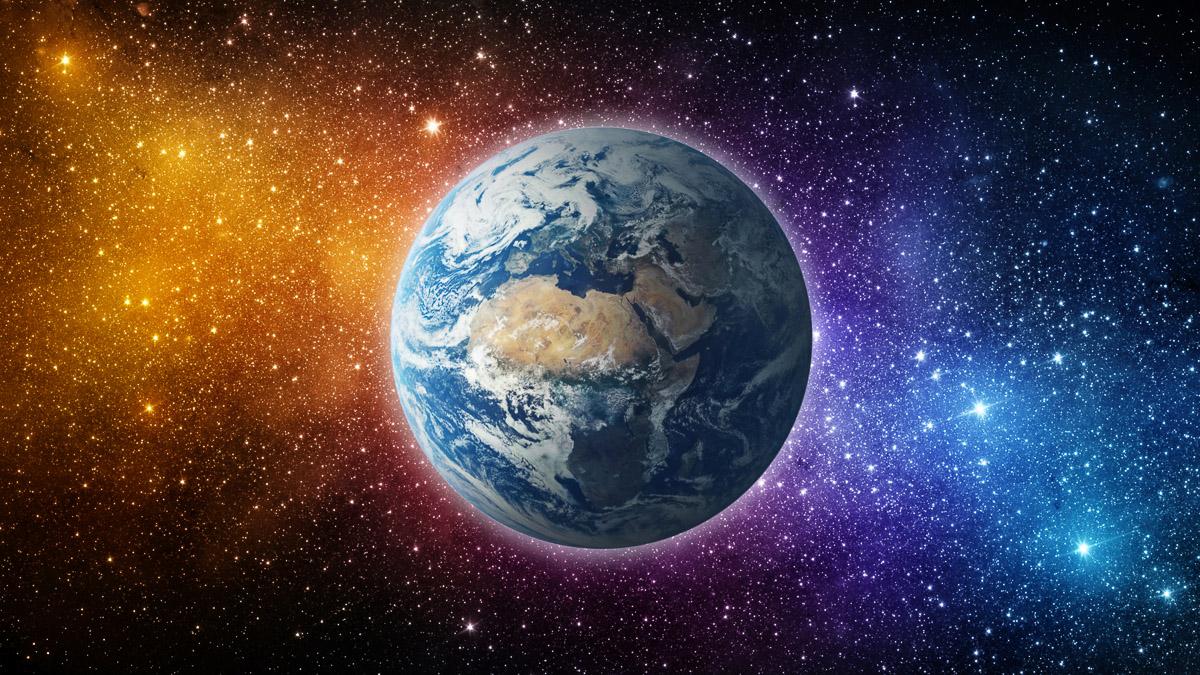 Planet gelb blau