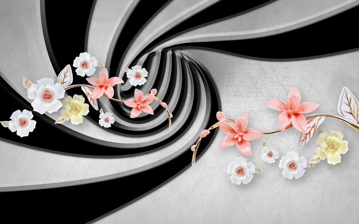 Abstrakt 3D Effekt mit Blumen