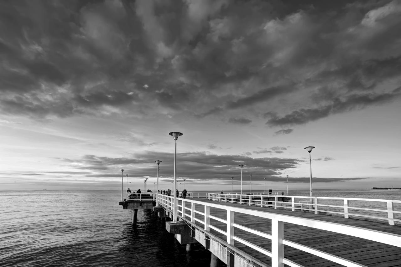 Steg im Wasser Schwarz & Weiß