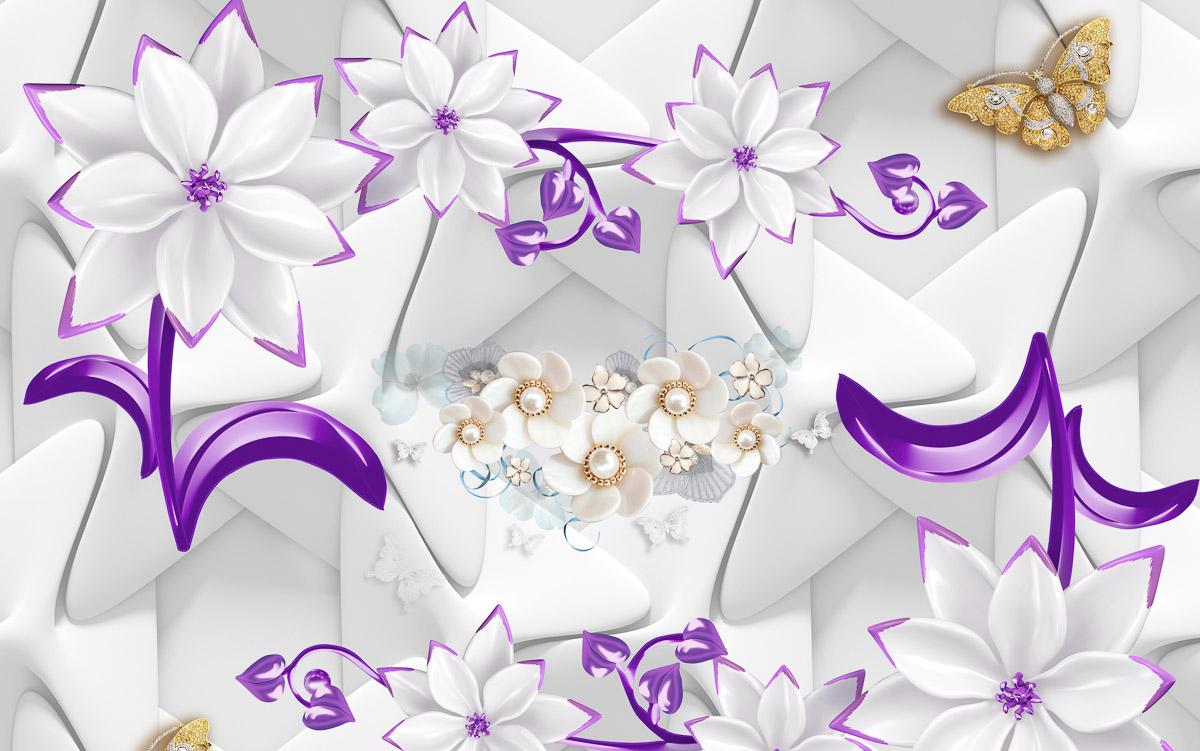 Muster Blumen lila gold