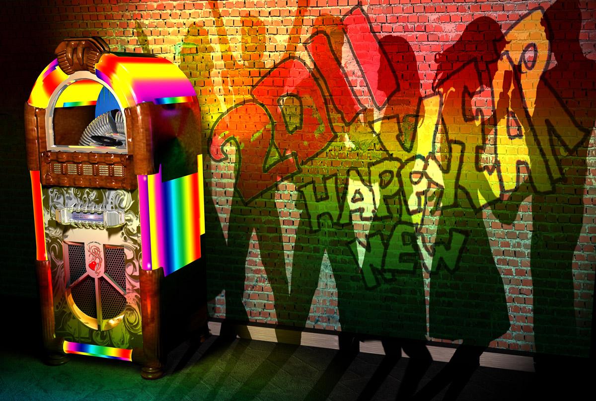 Jukebox mit Graffiti