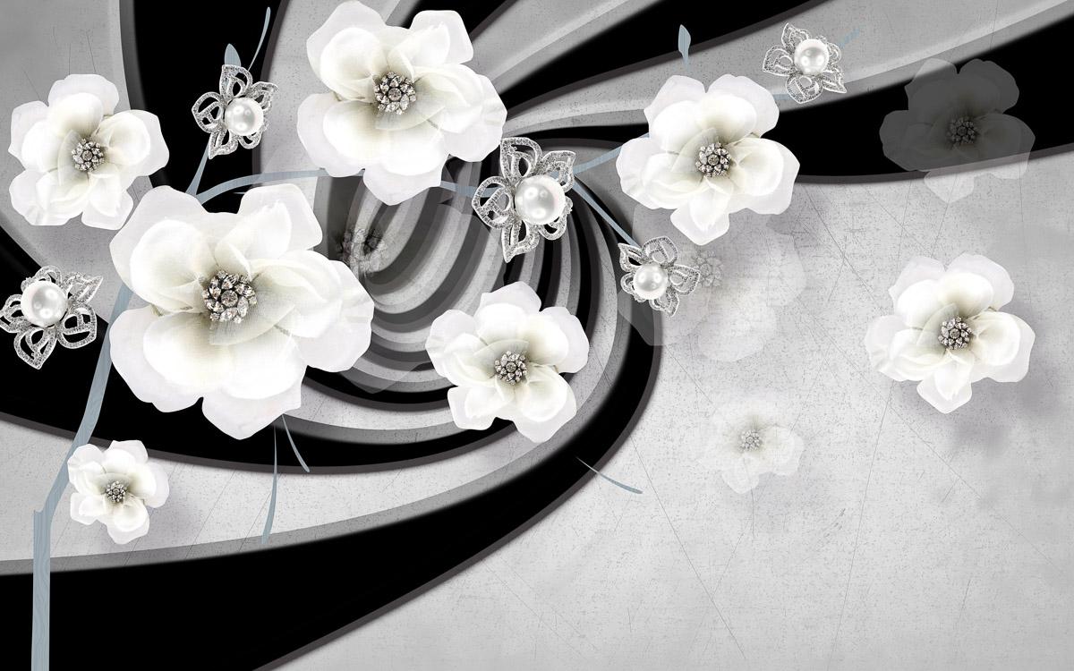 Abstrakt 3D Effekt mit Blumen