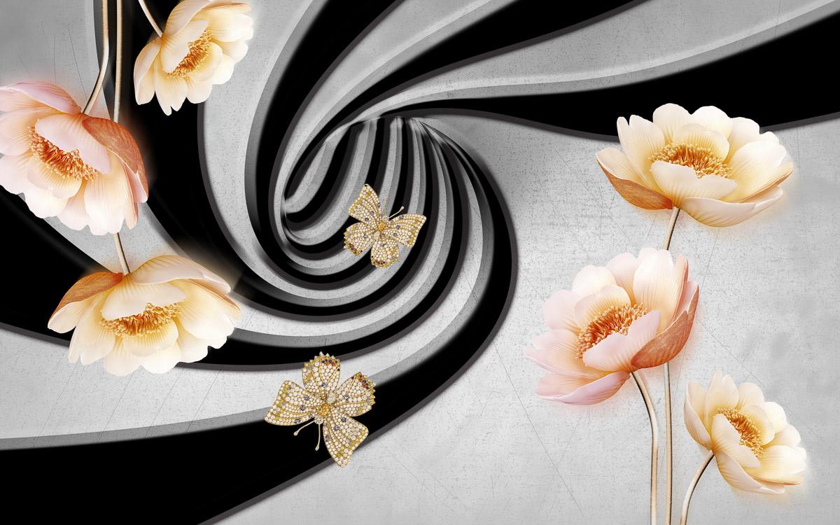 Abstrakt 3D Effekt mit Blumen